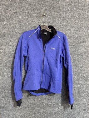 GORE BIKE WEAR Jacket Womens Medium Blue Windstopper Soft Shell Full Zip Cycling